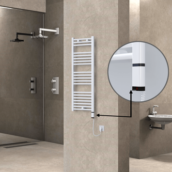 Radiva - HAITI Elektrikli Havlupan 400x1100 Düz Beyaz (OneD On/Off ) Sağ 300W