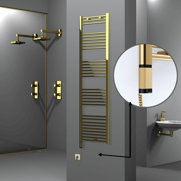 Radiva - HAITI Elektrikli Havlupan 500x1800 Düz Altın (OneD On/Off ) Sol 300W