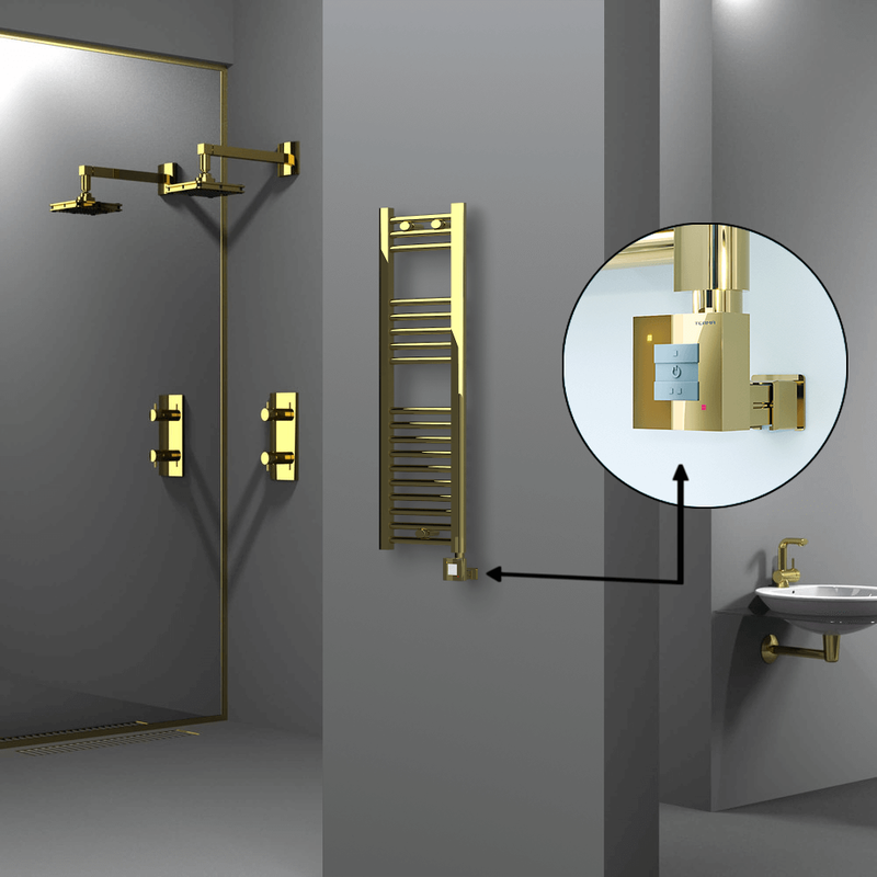 Haiti Electric Towel Warmer 300x1000 Flat Gold (KTX1 Thermostat) 200 Watt