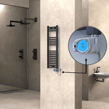 Radiva - Haiti Electric Towel Warmer 300x1000 Flat Anthracite Textured (Musa Thermostat) 300 Watt