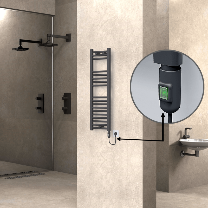 Haiti Electric Towel Warmer 300x1000 Flat Anthracite Textured (On/Off Button) 300 Watt