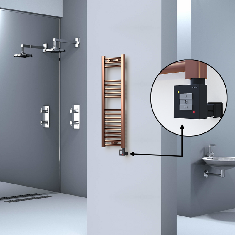 Haiti Electric Towel Warmer 300x1000 Flat Antique Copper Gloss (KTX1 Thermostat) 200 Watt
