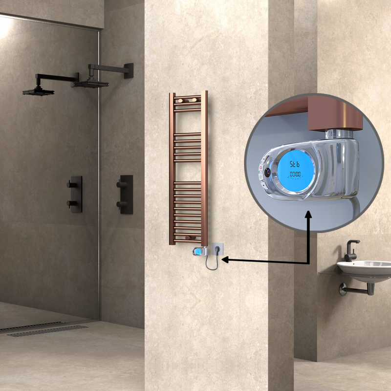 Haiti Electric Towel Warmer 300x1000 Flat Antique Copper Gloss (Musa Thermostat) 200 Watt