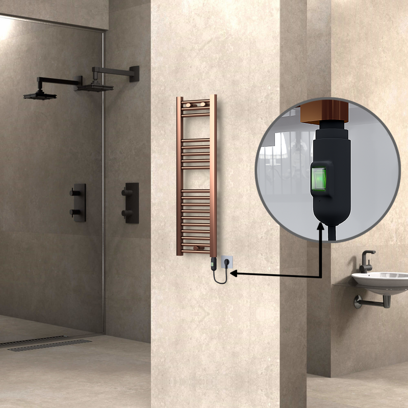 Haiti Electric Towel Warmer 300x1000 Flat Antique Copper Gloss (On/Off Button) 200 Watt