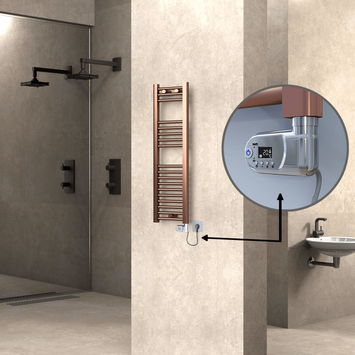  - Haiti Electric Towel Warmer 300x1000 Flat Antique Copper Gloss (Thesis Thermostat) 200 Watt