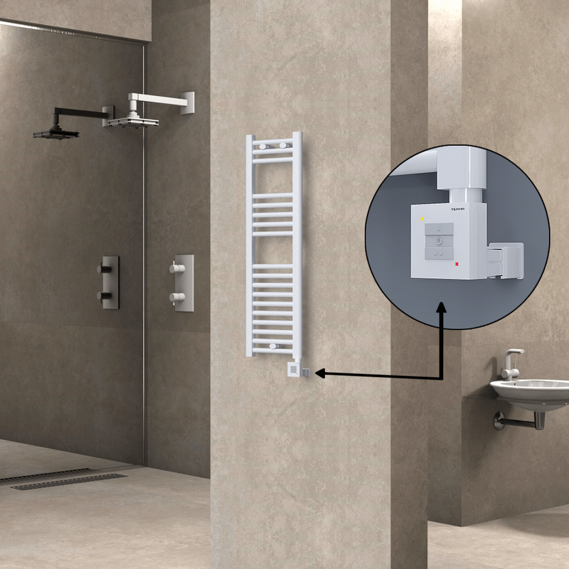 Haiti Electric Towel Warmer 300x1000 Flat White Gloss (KTX1 Thermostat) 300 Watt