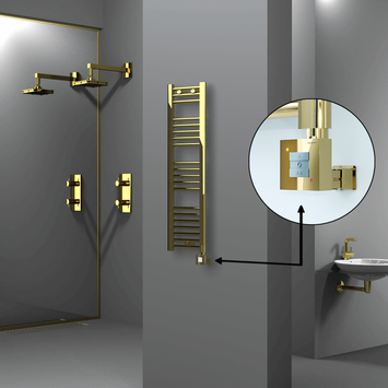 Radiva - Haiti Electric Towel Warmer 300x1100 Flat Gold (KTX1 Thermostat) 200 Watt