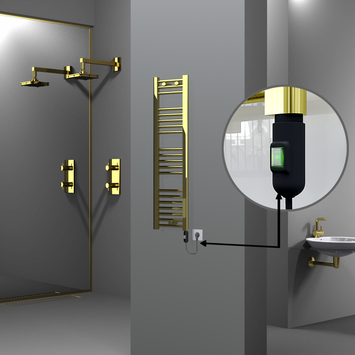 Radiva - Haiti Electric Towel Warmer 300x1100 Flat Gold (On/Off Button) 200 Watt