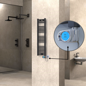 Radiva - Haiti Electric Towel Warmer 300x1100 Flat Anthracite Textured (Musa Thermostat) 300 Watt