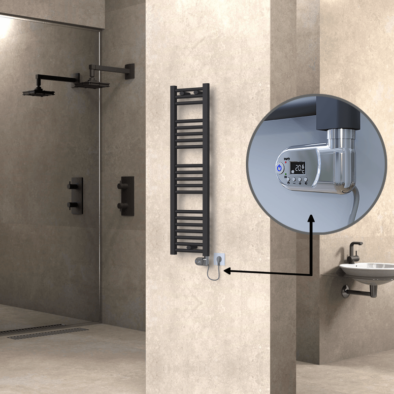 Haiti Electric Towel Warmer 300x1100 Flat Anthracite Textured (Thesis Thermostat) 300 Watt