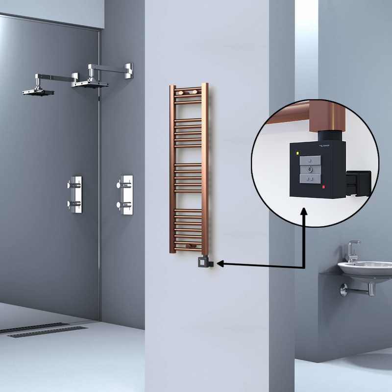 Haiti Electric Towel Warmer 300x1100 Flat Antique Copper Gloss (KTX1 Thermostat) 200 Watt