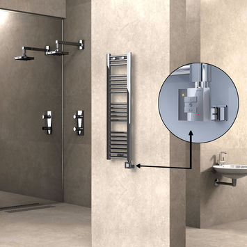  - Haiti Electric Towel Warmer 300x1100 Flat Chrome (KTX1 Thermostat) 200 Watt