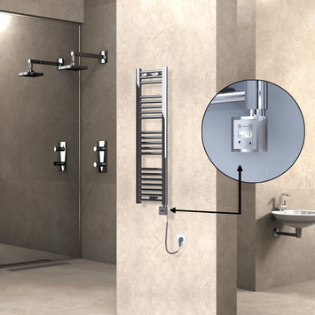 Radiva - Haiti Sèche Serviettes Electrique 300x1100 Chrome Ktx3 200 Watt Câble en spirale