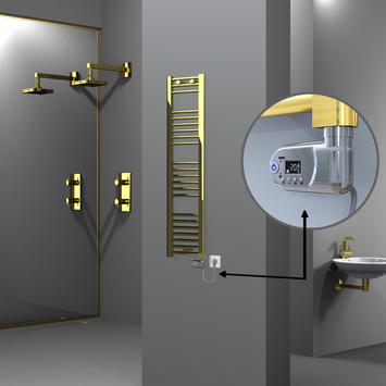 Radiva - Haiti Electric Towel Warmer 300x1200 Flat Gold (Thesis Thermostat) 200 Watt