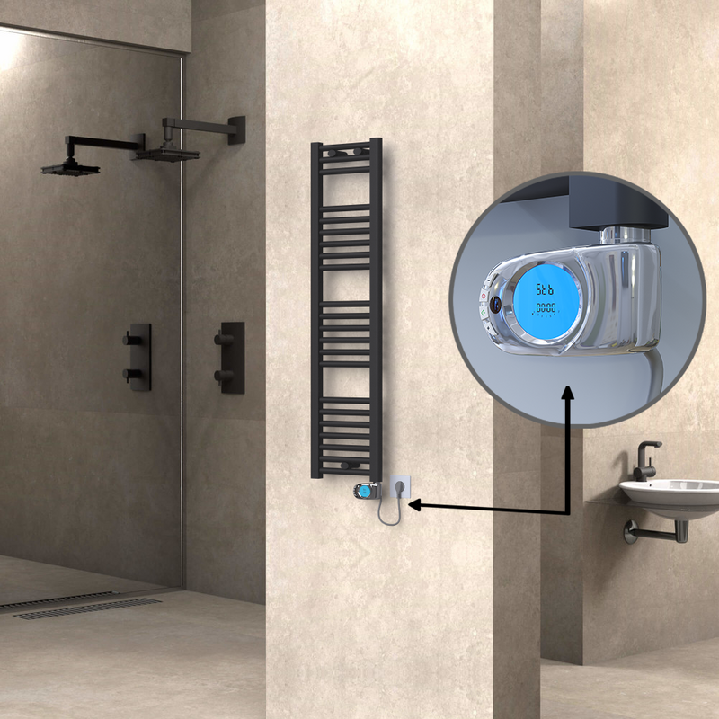 Haiti Electric Towel Warmer 300x1200 Flat Anthracite Textured (Musa Thermostat) 300 Watt