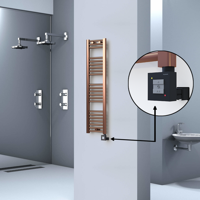 Haiti Electric Towel Warmer 300x1200 Flat Antique Copper Gloss (KTX1 Thermostat) 200 Watt