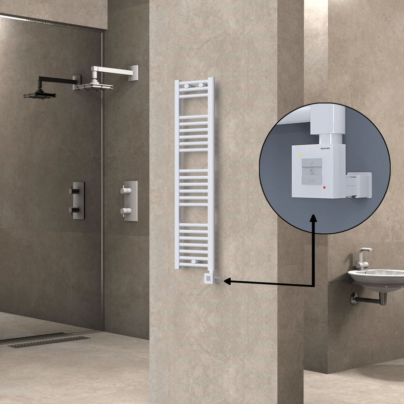 Haiti Electric Towel Warmer 300x1200 Flat White Gloss (KTX1 Thermostat) 300 Watt