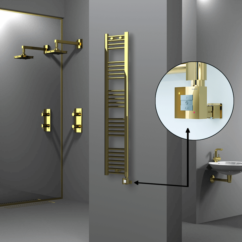 Haiti Electric Towel Warmer 300x1500 Flat Gold (KTX1 Thermostat) 300 Watt