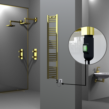 Radiva - Haiti Electric Towel Warmer 300x1500 Flat Gold (On/Off Button) 300 Watt