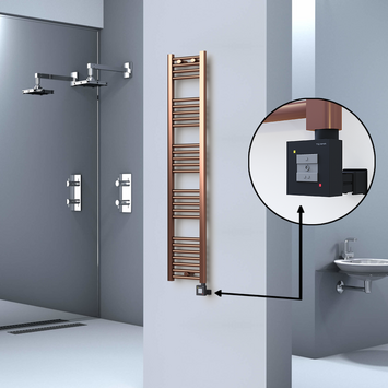  - Haiti Electric Towel Warmer 300x1500 Flat Antique Copper Gloss (KTX1 Thermostat) 300 Watt