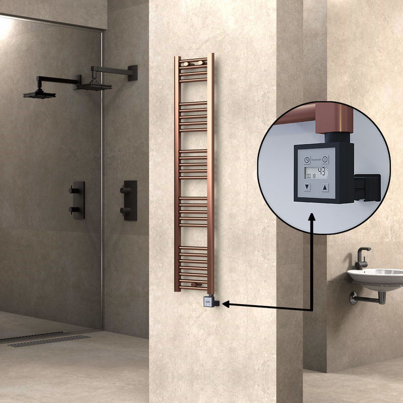 Haiti Electric Towel Warmer 300x1500 Flat Antique Copper Gloss (KTX3 Thermostat) 300 Watt