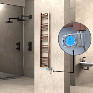  - Haiti Electric Towel Warmer 300x1500 Flat Antique Copper Gloss (Musa Thermostat) 300 Watt