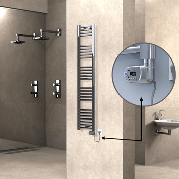 Radiva - Haiti Sèche Serviettes Electrique 300 Watt 300x1500 Plat Chrome (Thermostat Thesis)