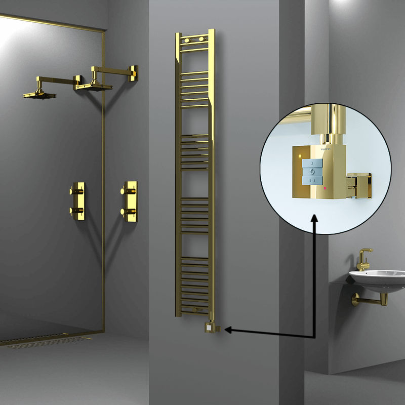 Haiti Electric Towel Warmer 300x1800 Flat Gold (KTX1 Thermostat) 300 Watt