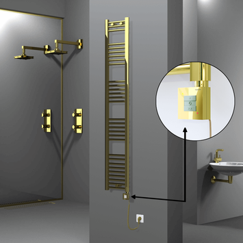 Radiva - HAITI Elektrikli Havlupan 300x1800 Düz Altın (KTX1 Termostat) 300W Spiral Kablolu