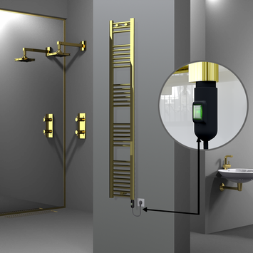 Radiva - Haiti Electric Towel Warmer 300x1800 Flat Gold (On/Off Button) 300 Watt