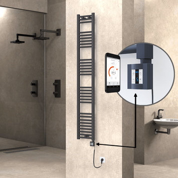 Radiva - Haiti Sèche Serviettes Electrique 300x1800 Anthracite Ktx4 600 Watt Câble en spirale