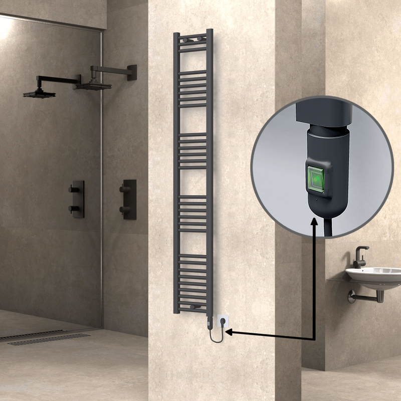 Haiti Sèche Serviettes Electrique 300x1800 Anthracite (On/Off) 600 Watt