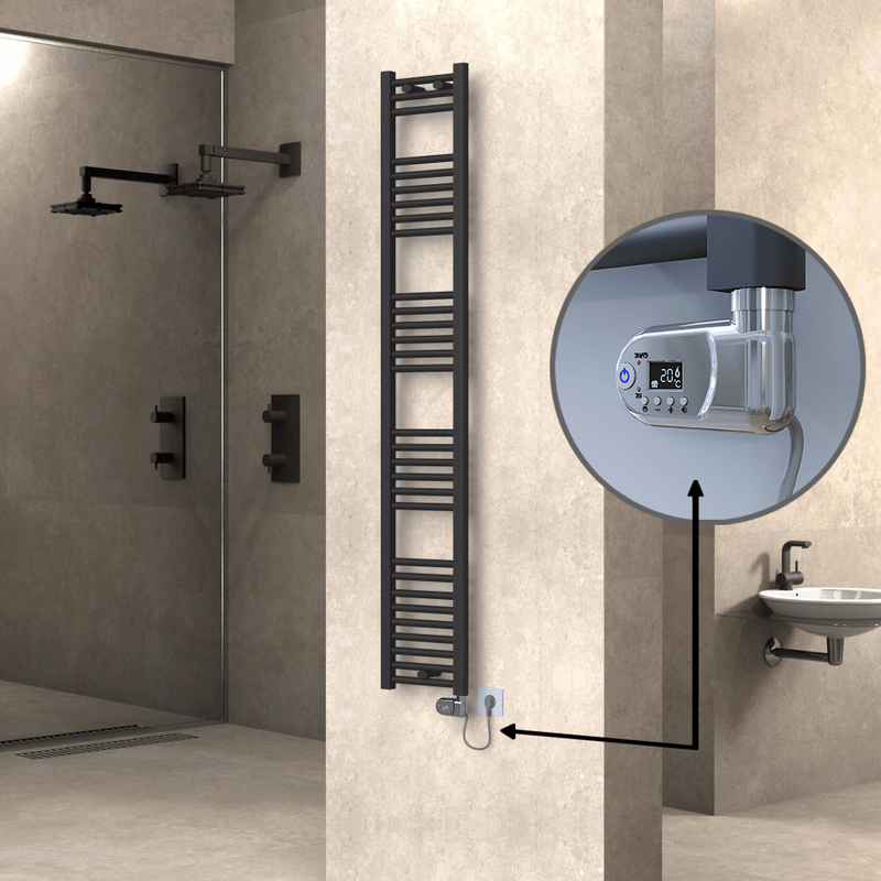 Haiti Electric Towel Warmer 300x1800 Flat Anthracite Textured (Thesis Thermostat) 600 Watt