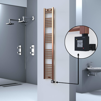  - Haiti Electric Towel Warmer 300x1800 Flat Antique Copper Gloss (KTX1 Thermostat) 300 Watt