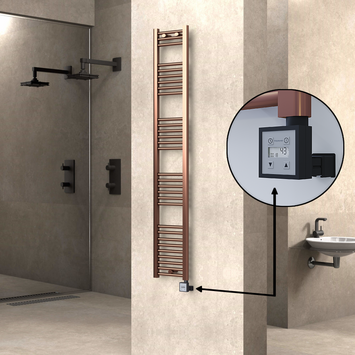  - Haiti Electric Towel Warmer 300x1800 Flat Antique Copper Gloss (KTX3 Thermostat) 300 Watt