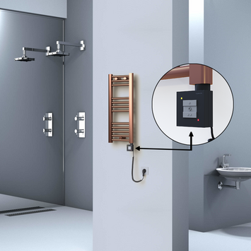 - Haiti Electric Towel Warmer 300x700 Flat Antique Copper Gloss (KTX1 Thermostat) 200 Watt Spiral Cable  - Haiti Electric Towel Warmer 300x700 Flat Antique Copper Gloss (KTX1 Thermostat) 200 Watt Spiral Cable