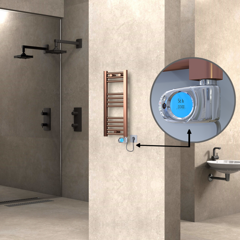 Haiti Electric Towel Warmer 300x700 Flat Antique Copper Gloss (Musa Thermostat) 200 Watt