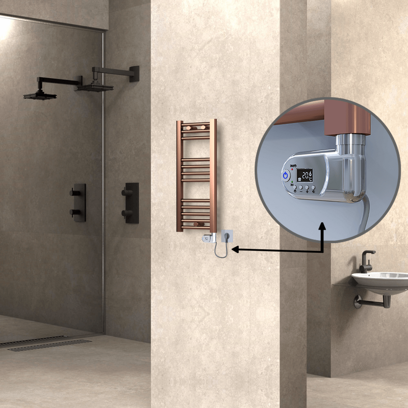 Haiti Electric Towel Warmer 300x700 Flat Antique Copper Gloss (Thesis Thermostat) 200 Watt