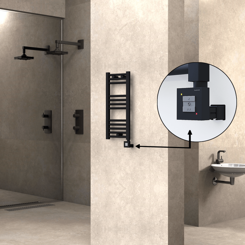 Haiti Electric Towel Warmer 300x700 Flat Black Matt (KTX1 Thermostat) 200 Watt