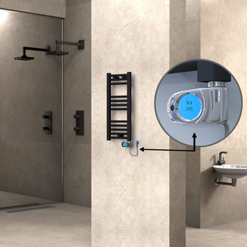 Radiva - Haiti Sèche Serviettes Electrique 300x700 Noir mat (Thermostat Musa) 200 Watt