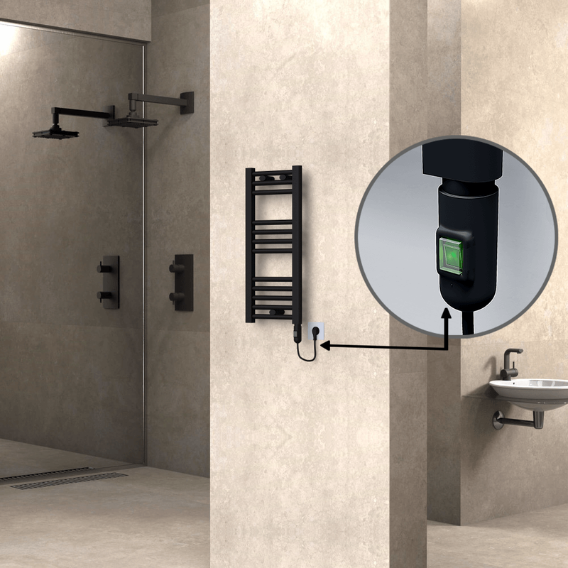 Haiti Electric Towel Warmer 300x700 Flat Black Matt (On/Off Button) 200 Watt