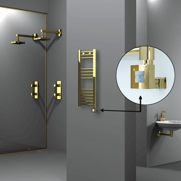 Radiva - Haiti Electric Towel Warmer 300x800 Flat Gold (KTX1 Thermostat) 200 Watt