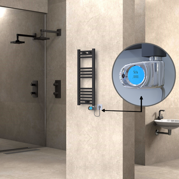 Radiva - Haiti Electric Towel Warmer 300x800 Flat Anthracite Textured (Musa Thermostat) 200 Watt