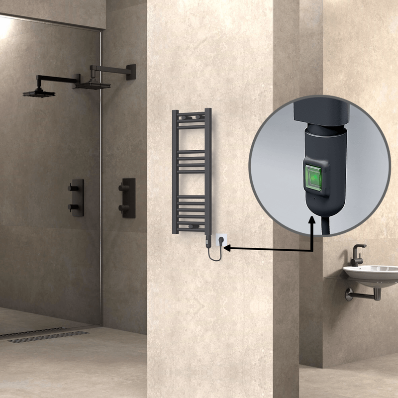 Haiti Electric Towel Warmer 300x800 Flat Anthracite Textured (On/Off Button) 200 Watt