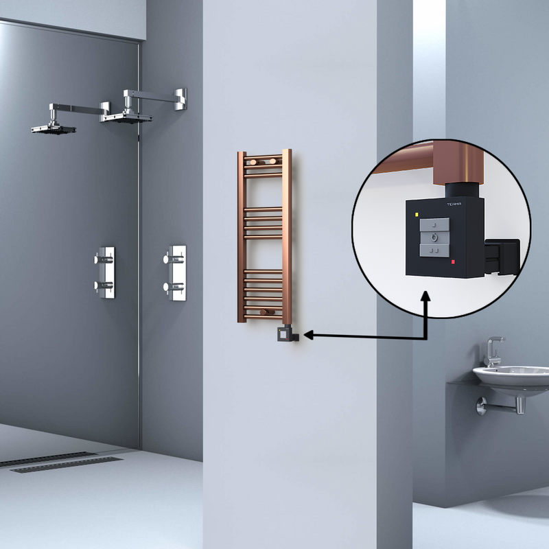 Haiti Electric Towel Warmer 300x800 Flat Antique Copper Gloss (KTX1 Thermostat) 200 Watt