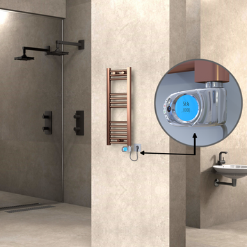  - Haiti Electric Towel Warmer 300x800 Flat Antique Copper Gloss (Musa Thermostat) 200 Watt