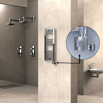  - Haiti Electric Towel Warmer 300x800 Flat Chrome (KTX1 Thermostat) 200 Watt