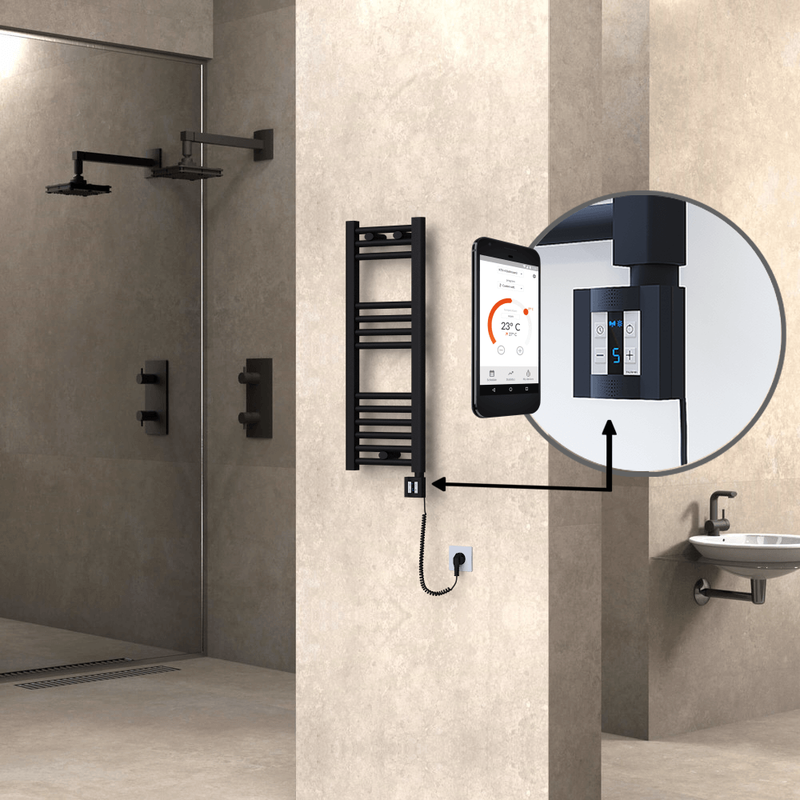 Haiti Sèche Serviettes Electrique 300x800 Noir mat Ktx4 200 Watt Câble en spirale