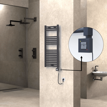 Radiva - Haiti Sèche Serviettes Electrique 400x1000 Anthracite Ktx1 300 Watt Câble en spirale