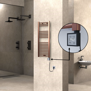 Radiva - Haiti Elektrikli Havlupan 400x1000 Bakır Eskitme (KTX3 Termostat) 200W Spiral Kablolu